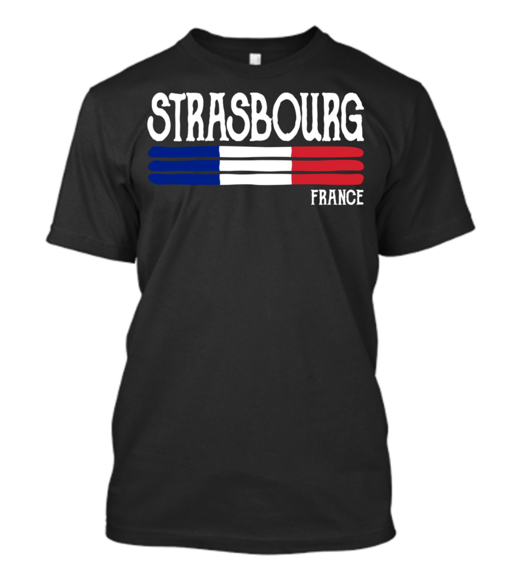 Strasbourg France Tricolor Stripe T-Shirt