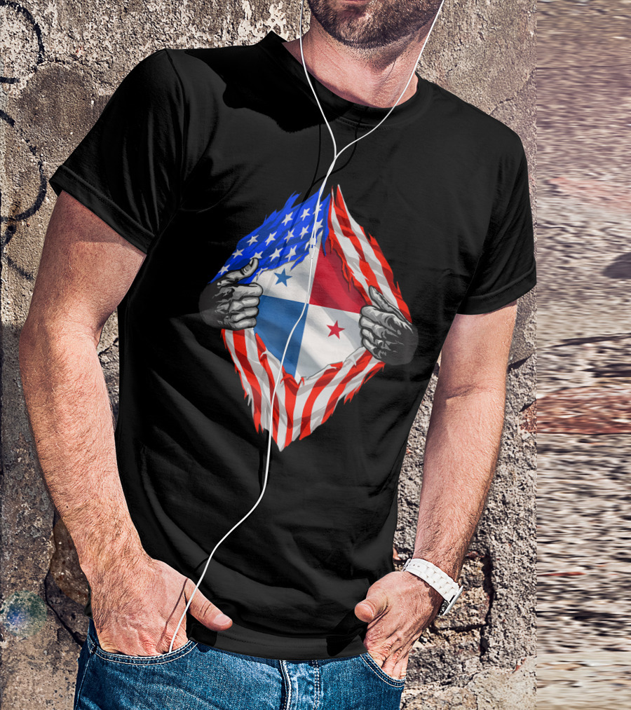 Super Panamanian Heritage Panama Roots USA Flag Fusion T-Shirt