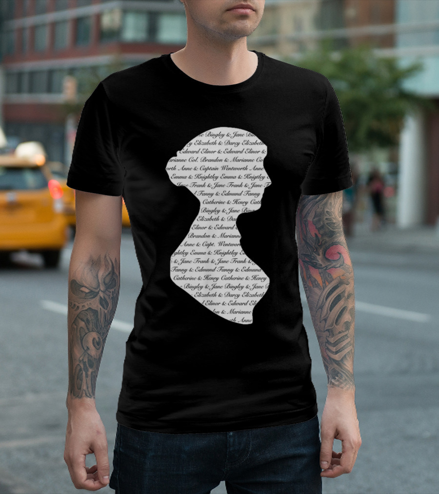 Jane Austen Vintage Characters Silhouette Literary Book Club T-Shirt