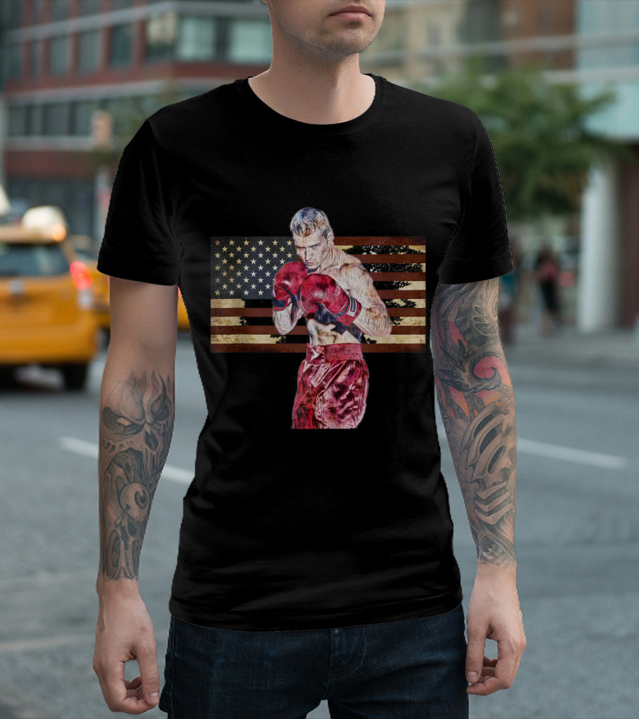 Courage And Pride Intense Motivational Fighter American Flag Boxer T-Shirt