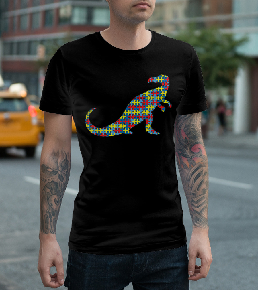 Dinosaur Autism Awareness Trex Puzzle T-Shirt