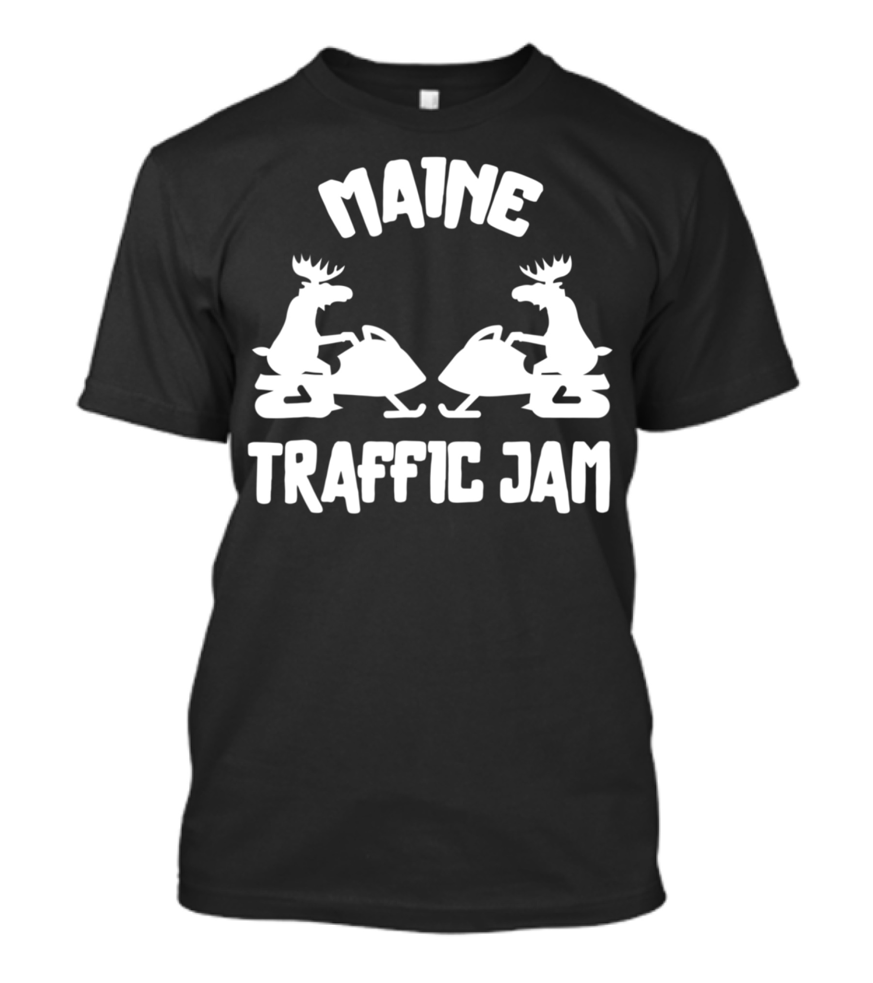 Maine Moose Snowmobile Traffic Jam T-Shirt