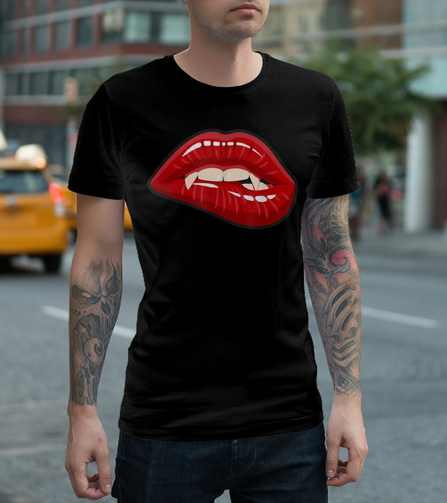Dracula Vampire Red Fanged Lips T-Shirt