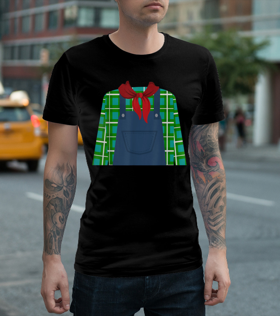 Plaid Green Shirt Funny Red Bandana Farmer Costume T-Shirt