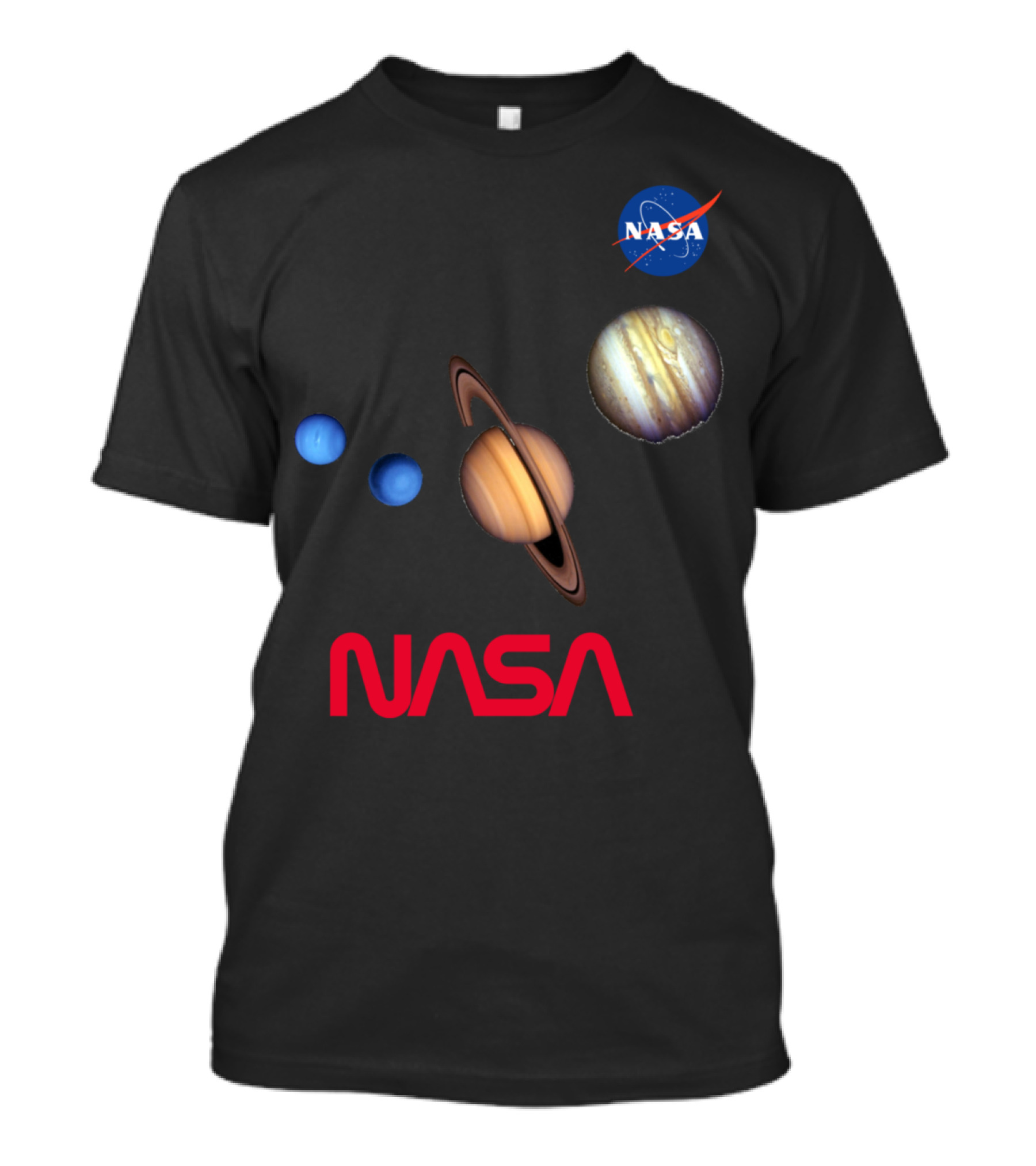 NASA Logo With Planets Saturn Jupiter Solar System Space Science T-Shirt