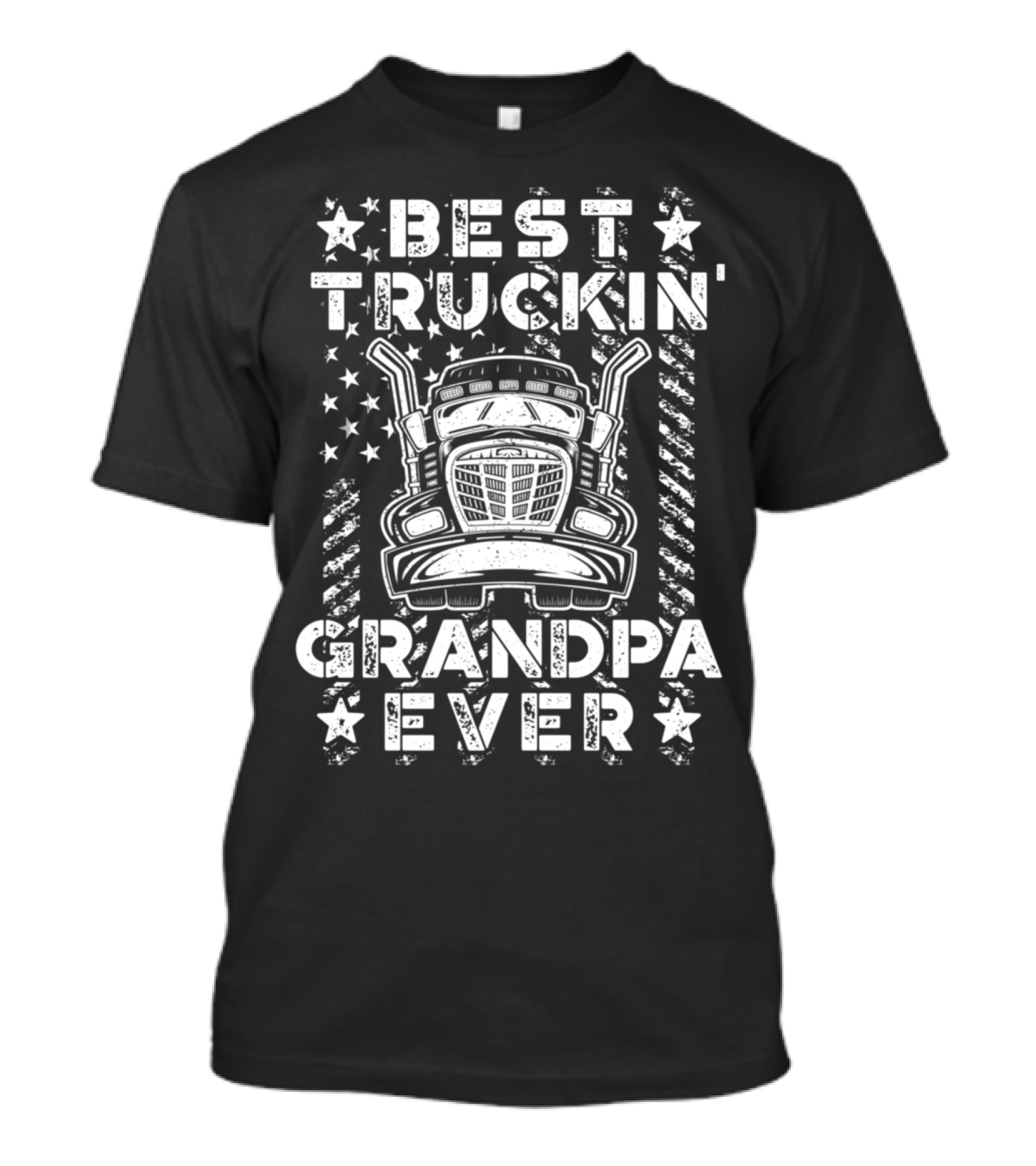 Best Truckin Grandpa Ever American Flag Truck Stars T-Shirt