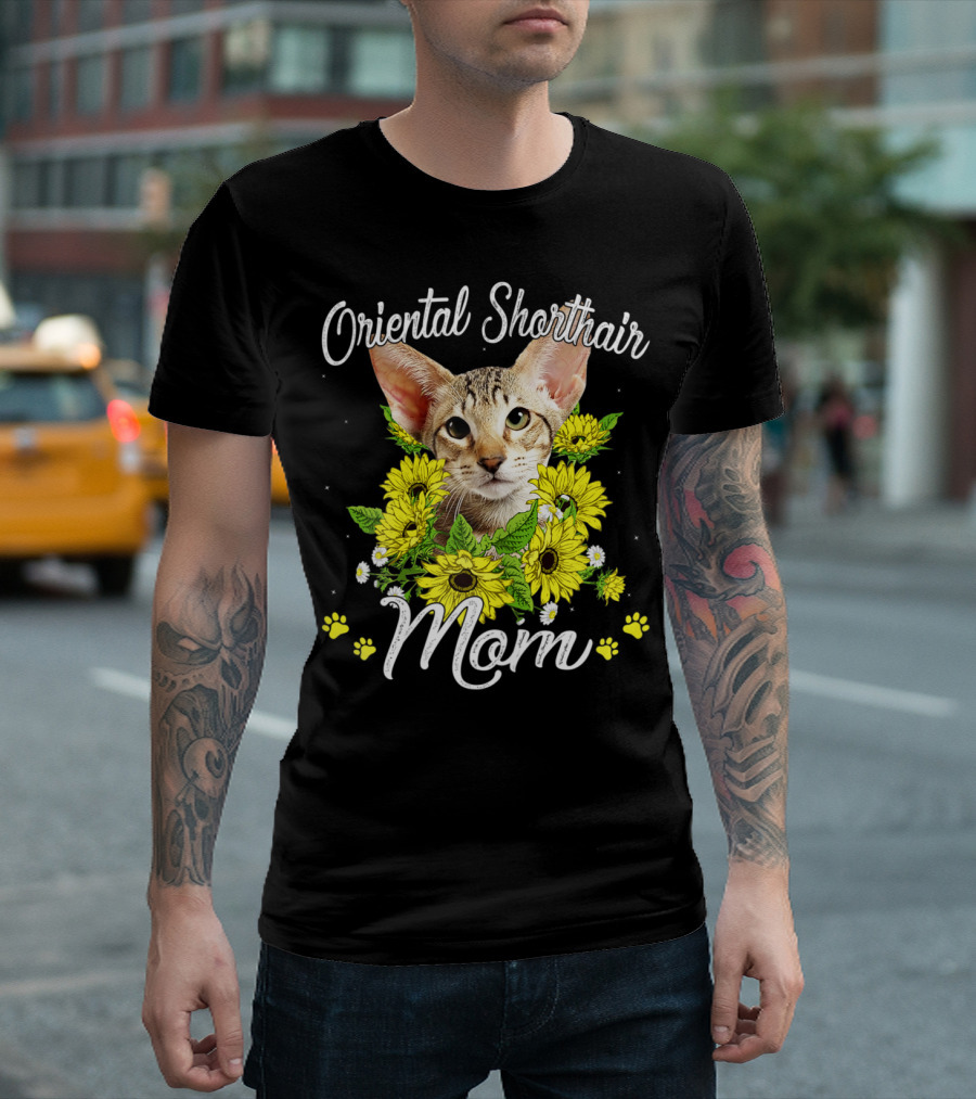 Oriental Shorthair Cat Mom Sunflower Mother's Day T-Shirt