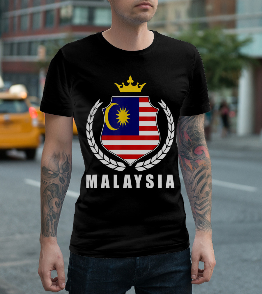 Malaysia Flag with Crest and Crown Emblem T-Shirt