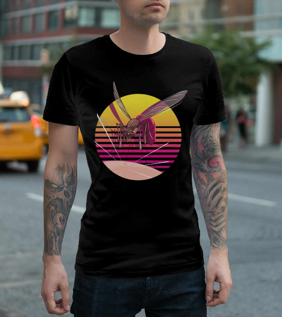 Retro Entomologist Mosquito Insect Lover Vintage Sunset Aesthetic T-Shirt