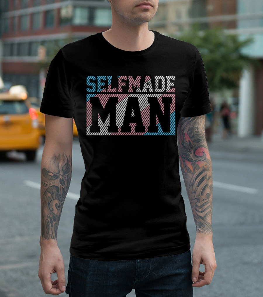 Selfmade Man Transgender Pride Flag Stripes T-Shirt