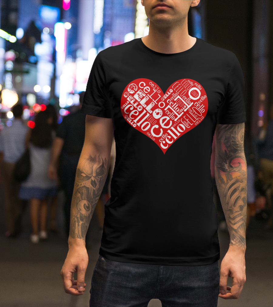 Cello Heart Love Cello Word T-Shirt