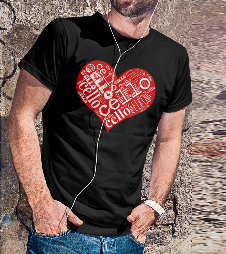 Cello Heart Love Cello Word T-Shirt