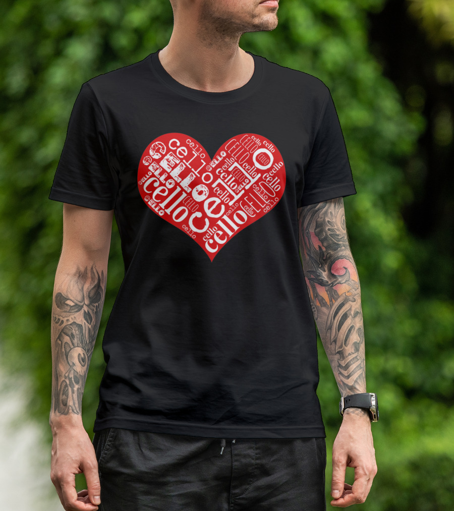 Cello Heart Love Cello Word T-Shirt