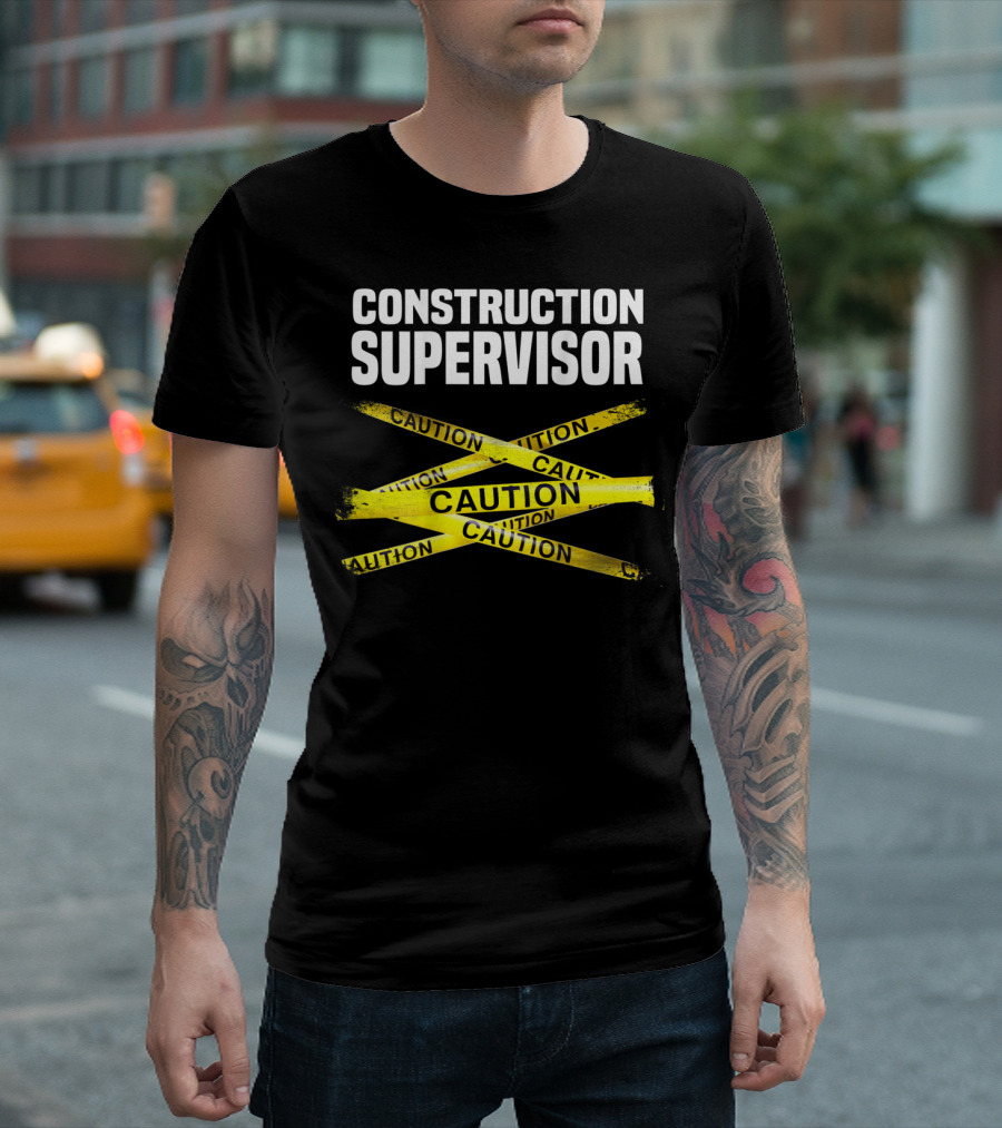 Construction Supervisor Caution Tape Safety Crew T-Shirt
