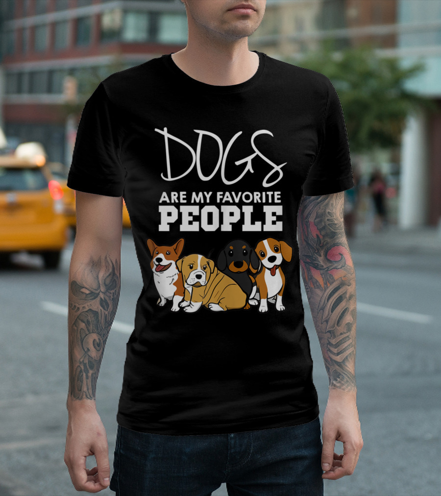 Dogs Are My Favorite People Cute Cartoon Puppies T-Shirt