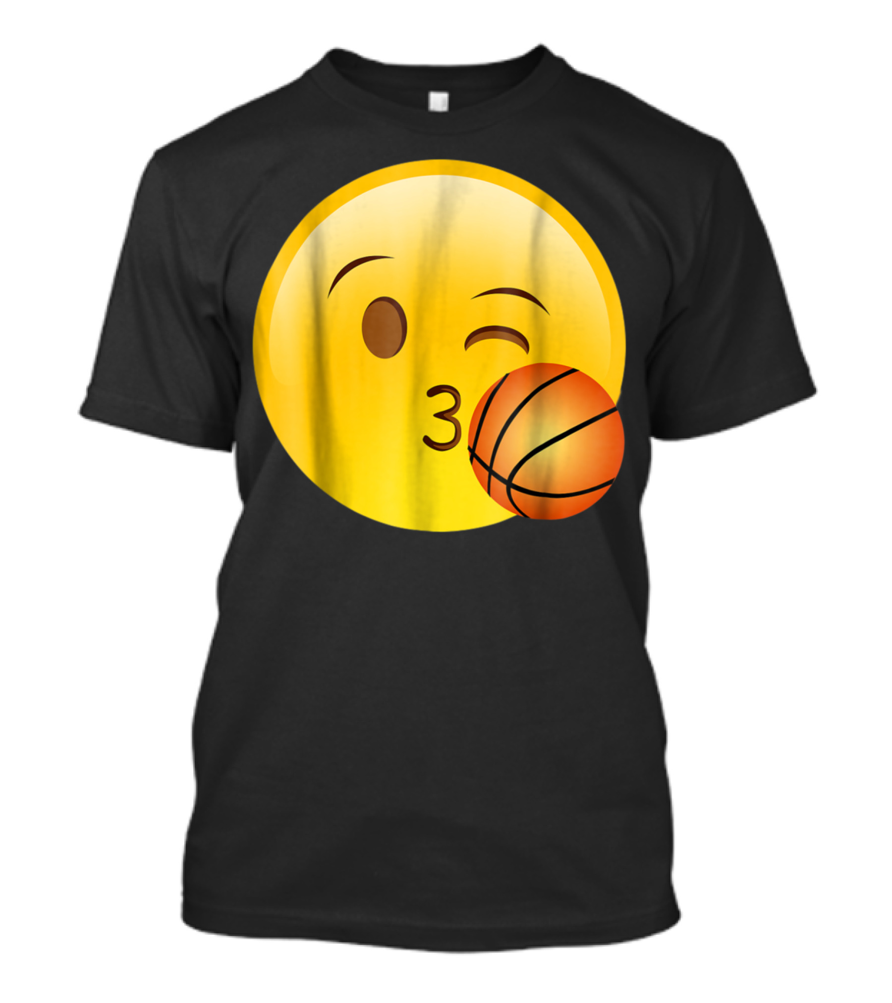 Funny Cute Emoji Basketball Kiss Sport Playoff T-Shirt