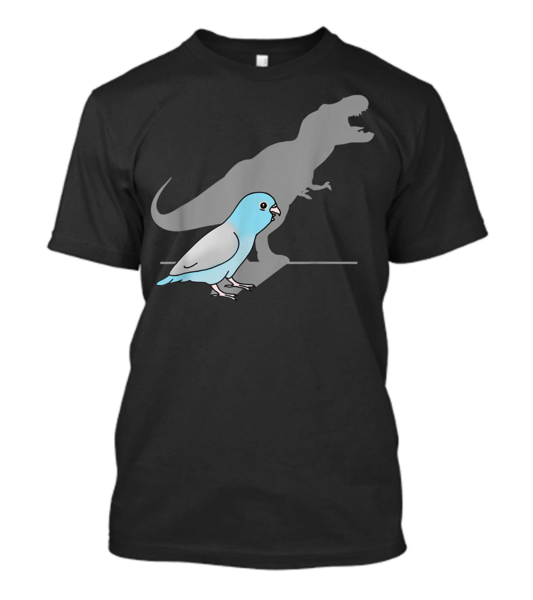 Funny T-Rex Blue Fallow Parrotlet With Dinosaur Shadow T-Shirt