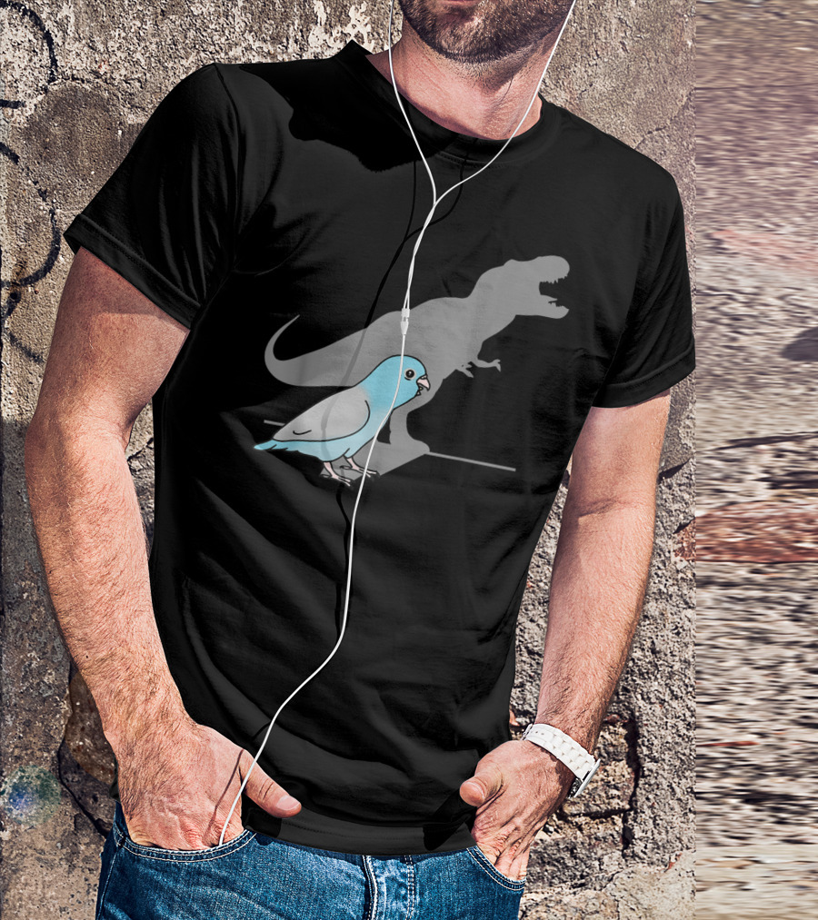 Funny T-Rex Blue Fallow Parrotlet With Dinosaur Shadow T-Shirt
