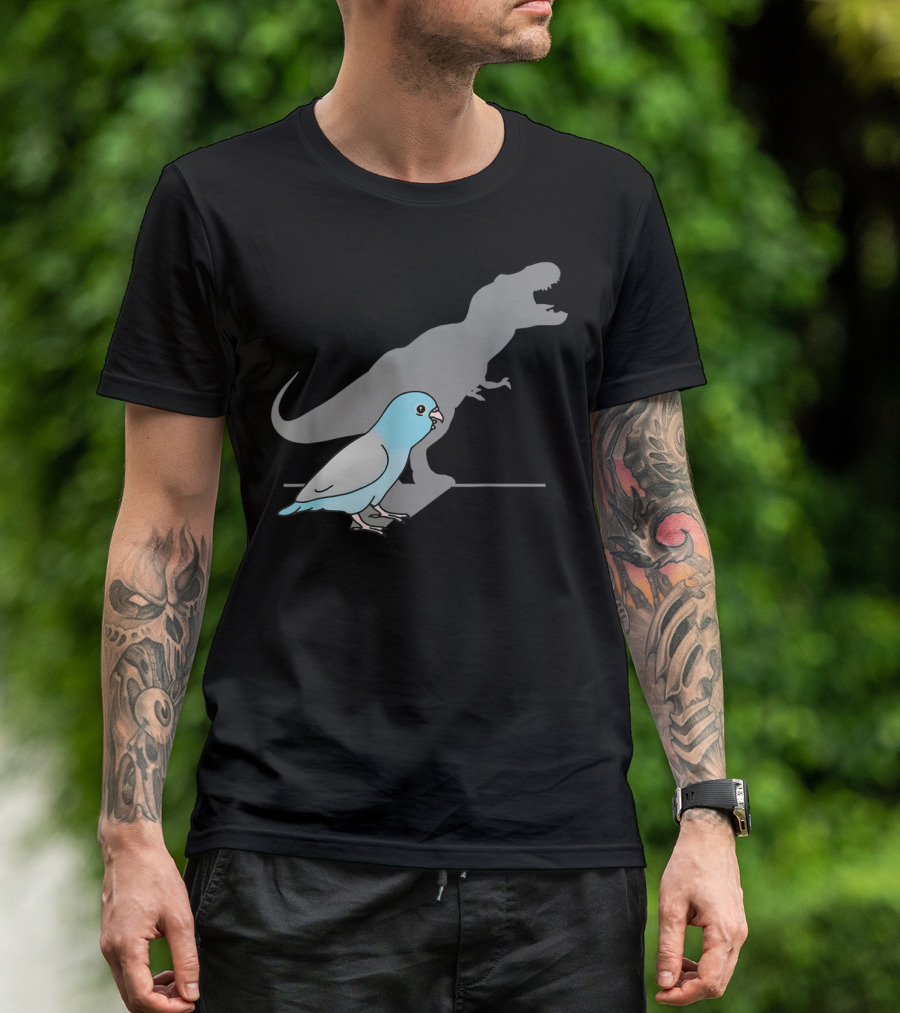 Funny T-Rex Blue Fallow Parrotlet With Dinosaur Shadow T-Shirt