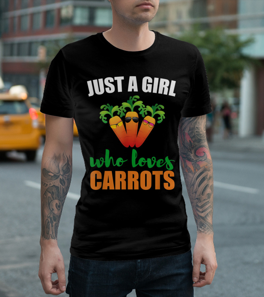 Just A Girl Who Loves Carrots Funny Vegetable With Cool Sunglasses T-Shirt