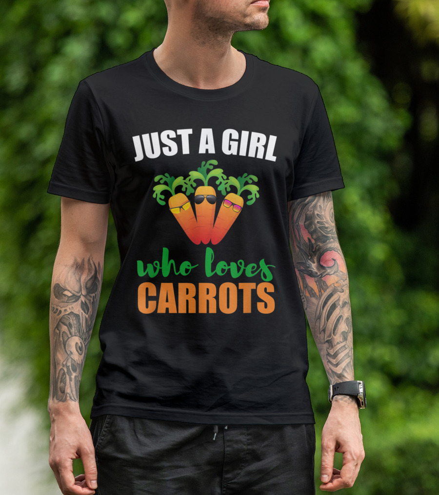 Just A Girl Who Loves Carrots Funny Vegetable With Cool Sunglasses T-Shirt