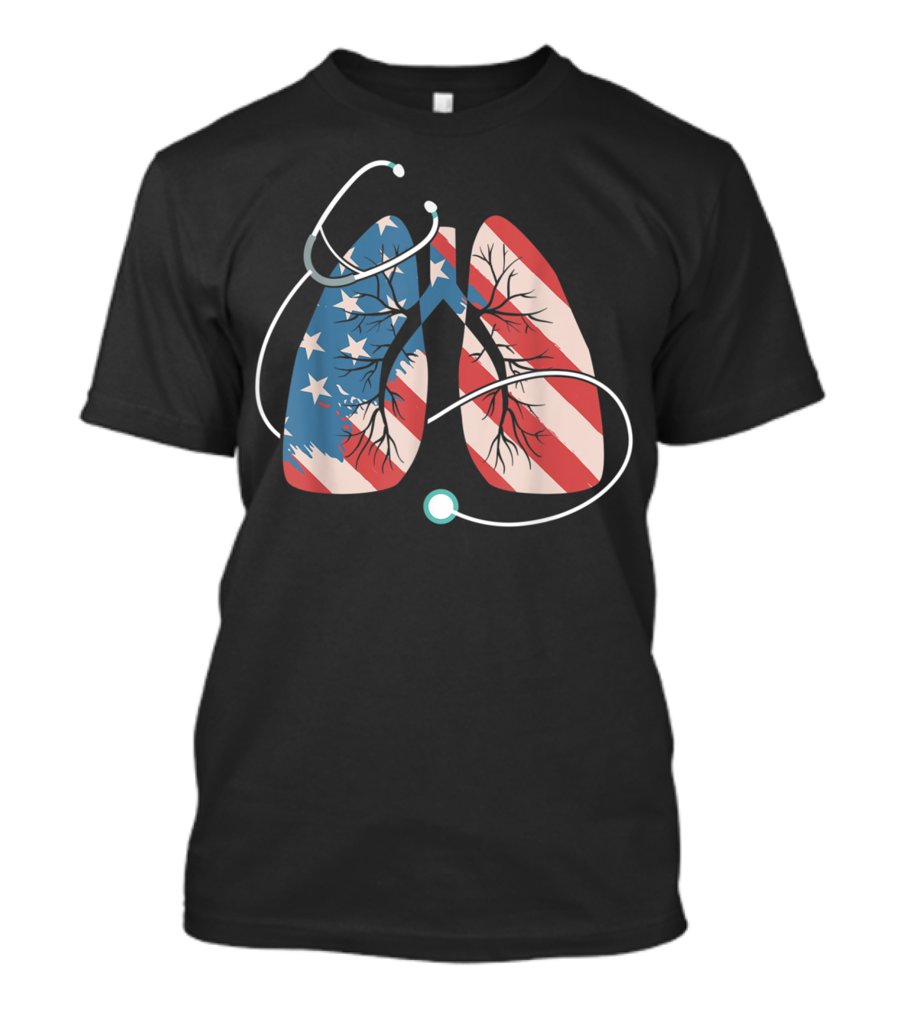 Respiratory Therapy Stethoscope American Flag Lungs Patriotic T-Shirt
