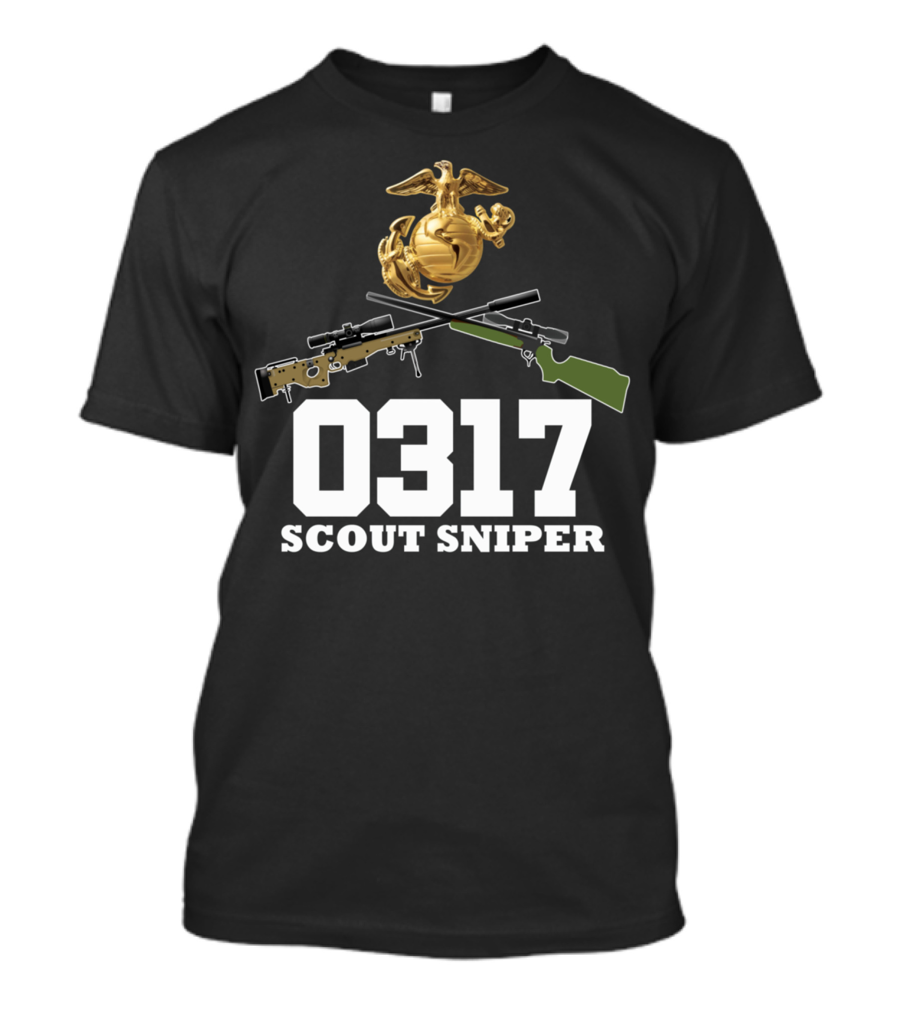 0317 Scout Sniper USMC Military Veteran Rifle Insignia T-Shirt