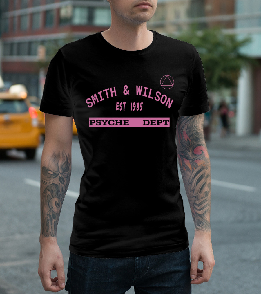 Smith Wilson Est 1935 Psyche Dept Pink Text with Triangle T-Shirt