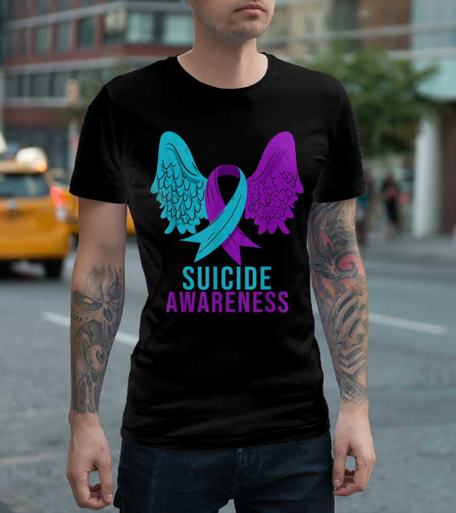 Suicide Awareness Ribbon Wings Mental Health T-Shirt