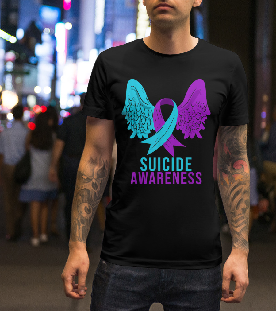 Suicide Awareness Ribbon Wings Mental Health T-Shirt