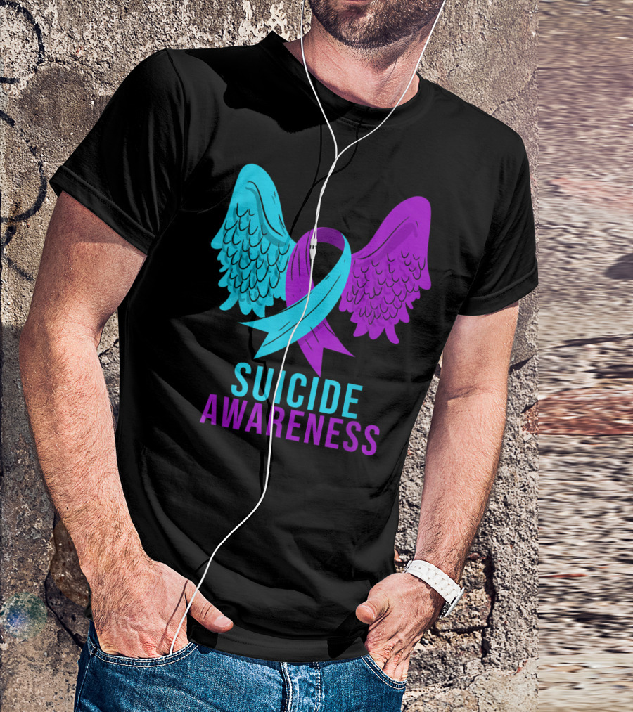 Suicide Awareness Ribbon Wings Mental Health T-Shirt