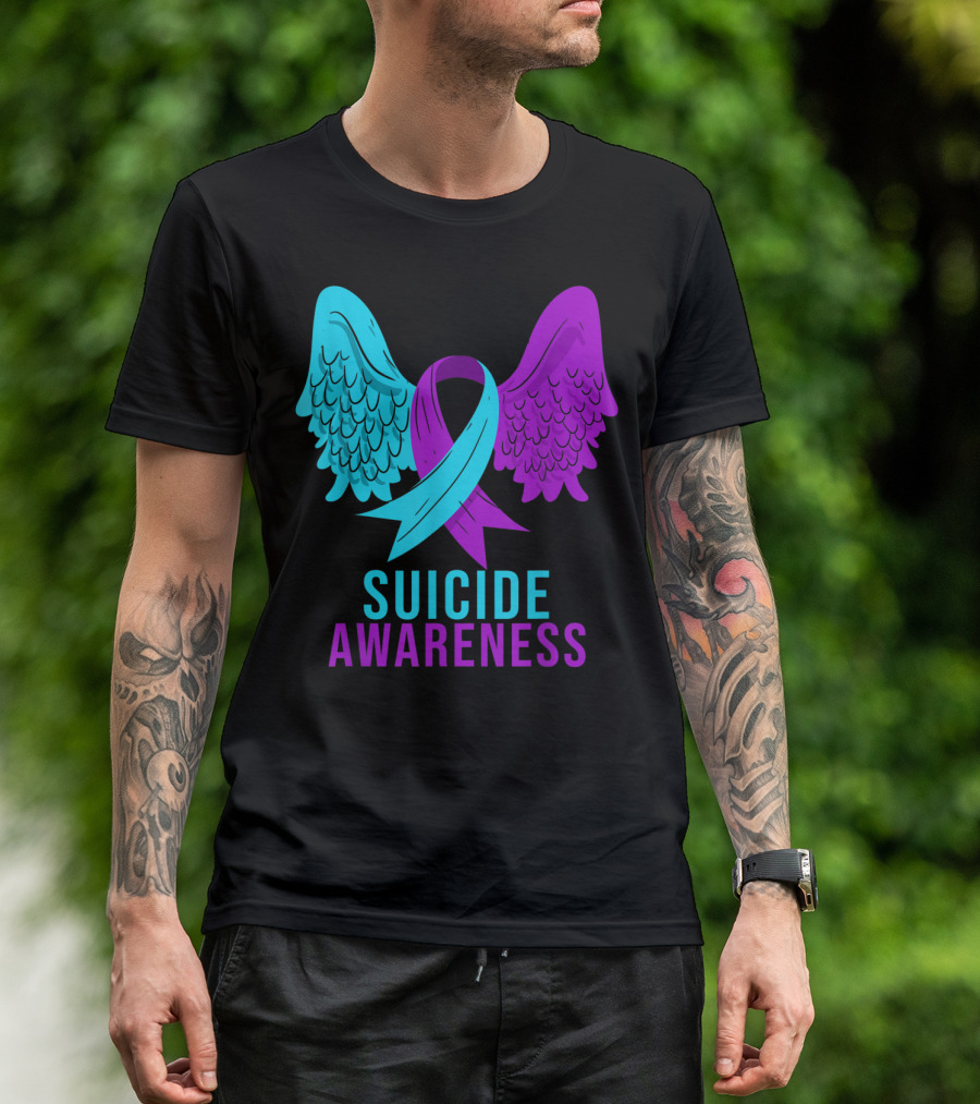 Suicide Awareness Ribbon Wings Mental Health T-Shirt