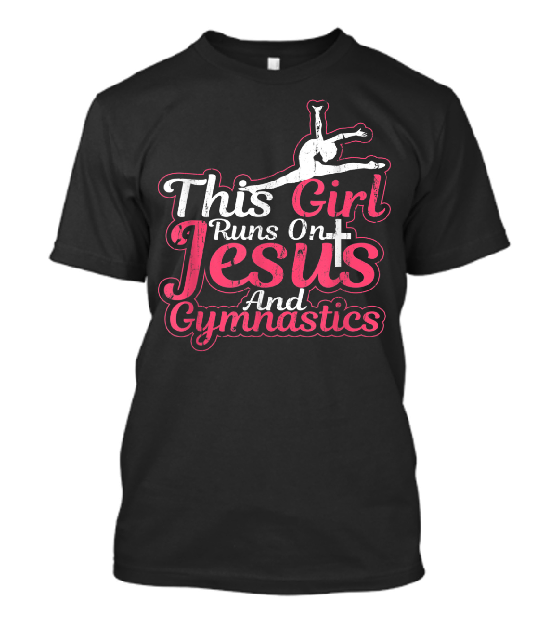 This Girl Runs On Jesus And Gymnastics Christian Athlete Passion T-Shirt