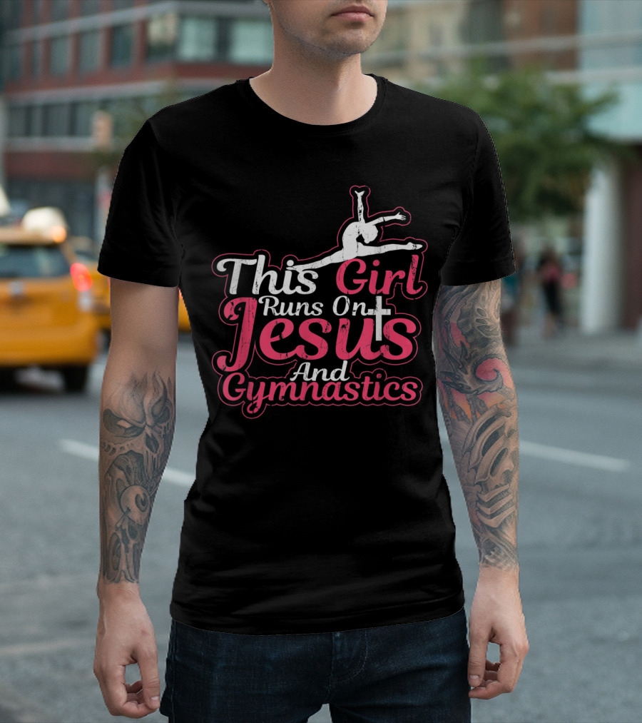 This Girl Runs On Jesus And Gymnastics Christian Athlete Passion T-Shirt
