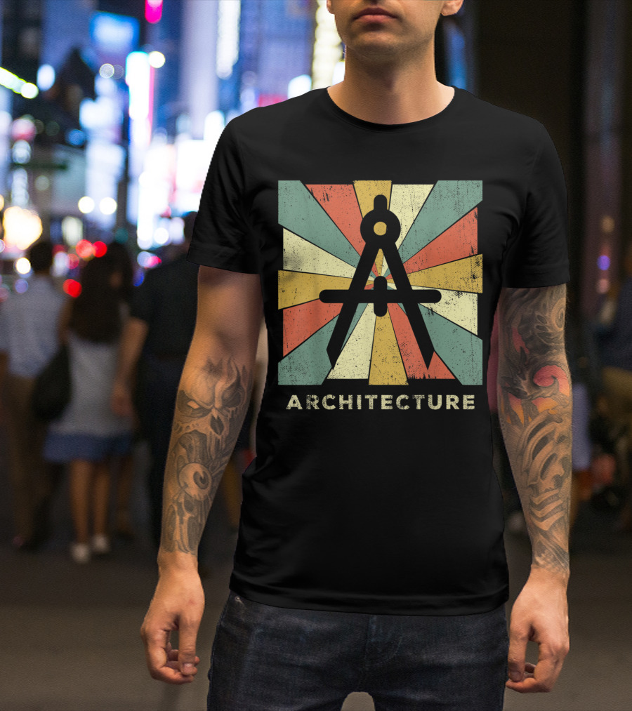 Compass Icon Retro Architecture T-Shirt