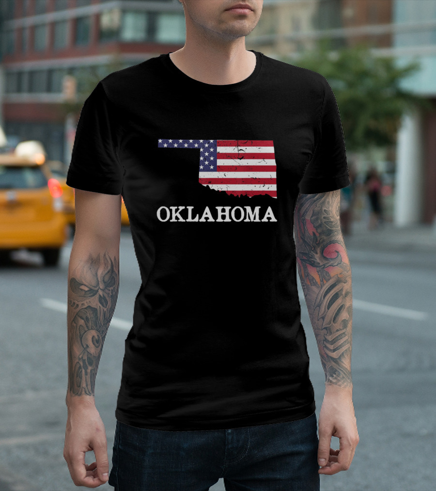Oklahoma American Flag Map 4th Of July T-Shirt