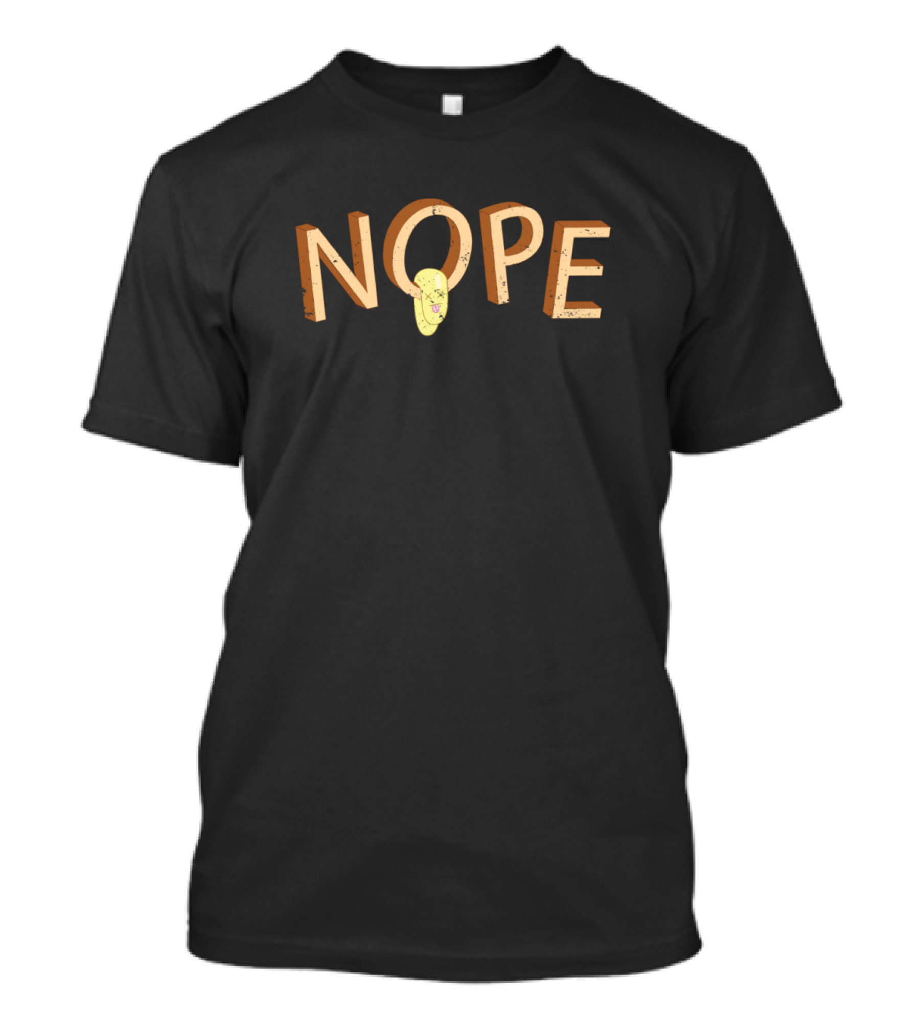 Nope Beige Melt Distressed Text With Dripping Effect T-Shirt