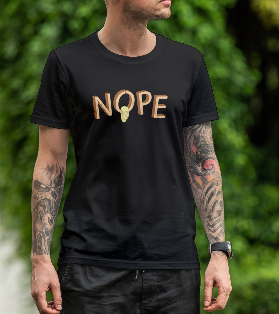 Nope Beige Melt Distressed Text With Dripping Effect T-Shirt
