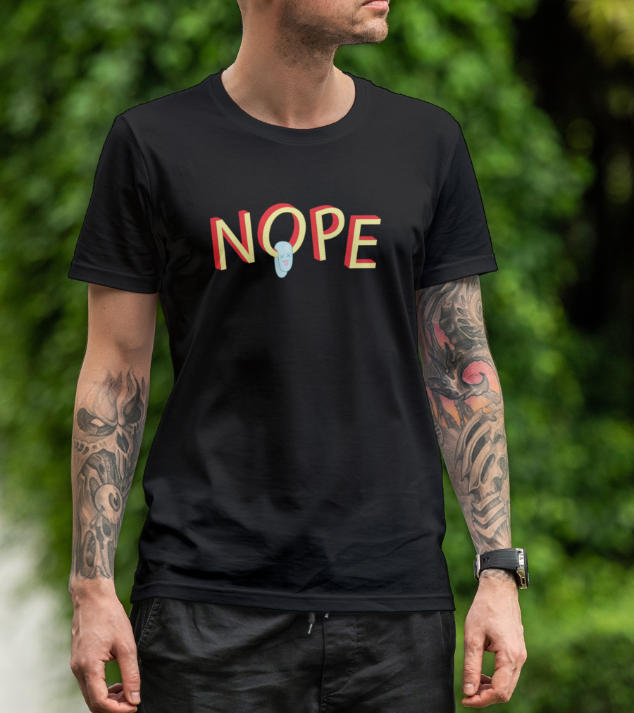 NOPE Melt Red Yellow Text Melting Face T-Shirt