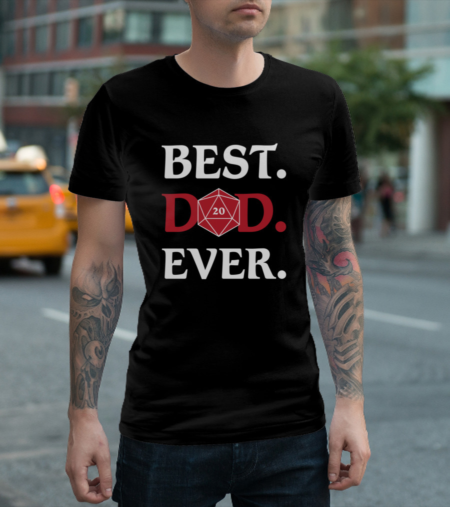 Best Dad Ever D20 Dice Dungeons Fantasy Role-Playing Game T-Shirt