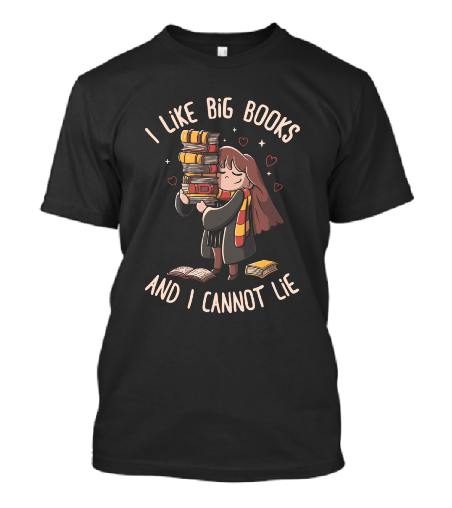 I Like Big Books And I Cannot Lie Girl With Stack And Scarf T-Shirt
