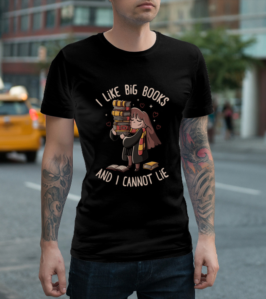 I Like Big Books and I Cannot Lie Girl with Stack and Scarf T-Shirt