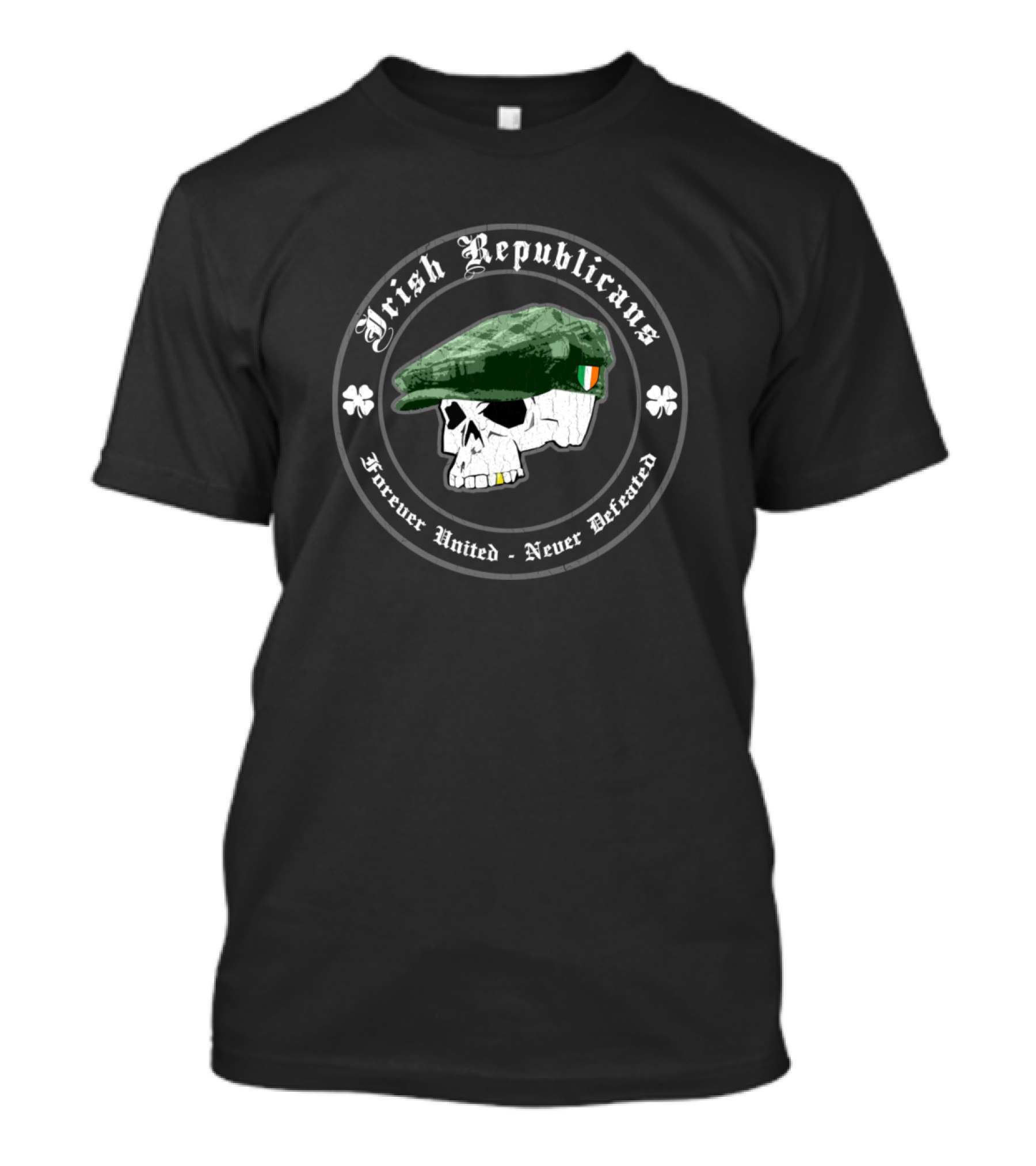 Irish Republicans Skull With Cap Vintage Distressed Look Forever United Never Defeated T-Shirt