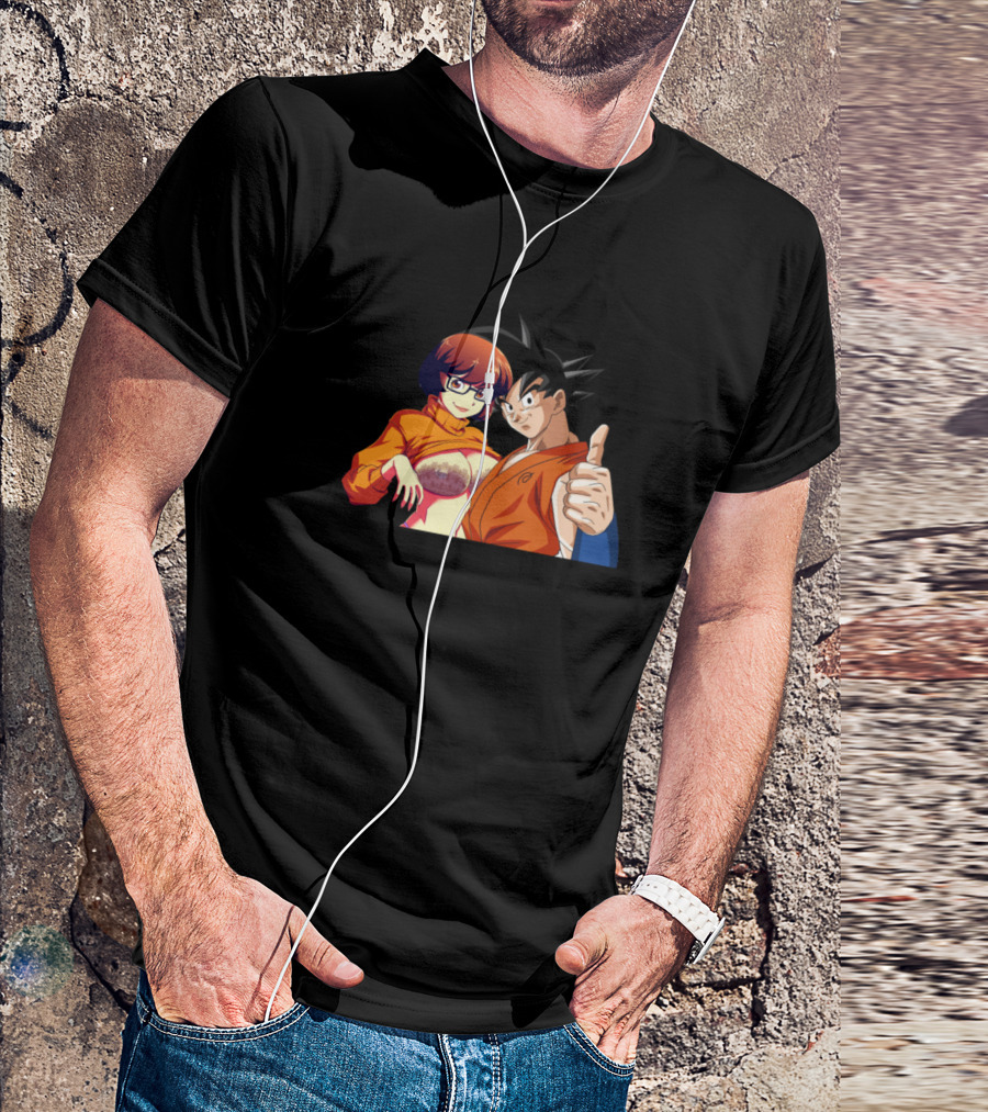 Jinkies Velma And Goku Crossover Cartoon Mashup T-Shirt