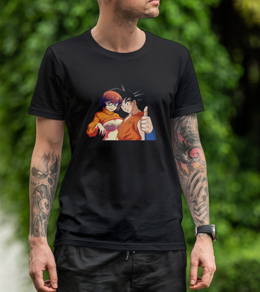 Jinkies Velma And Goku Crossover Cartoon Mashup T-Shirt