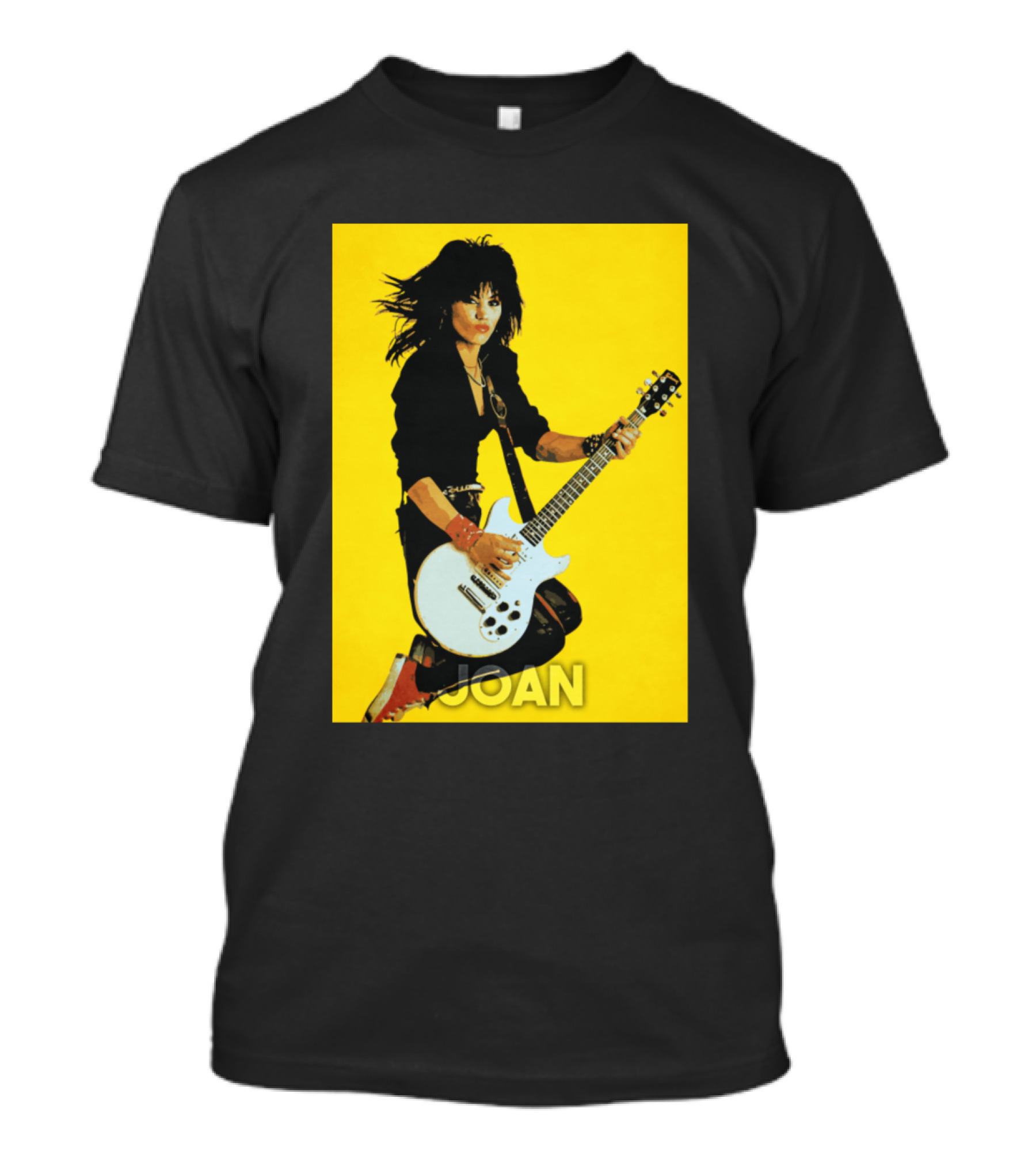 Joan Guitar Rock Music Legend Yellow Background T-Shirt