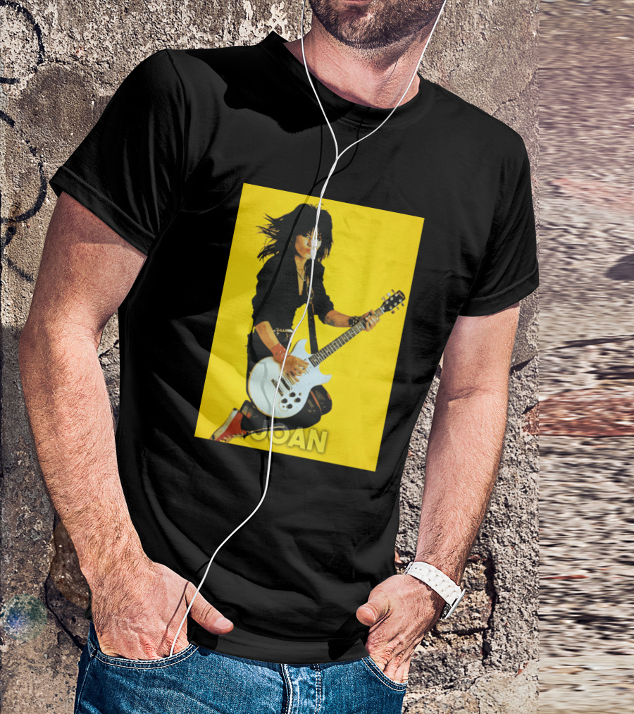 Joan Guitar Rock Music Legend Yellow Background T-Shirt