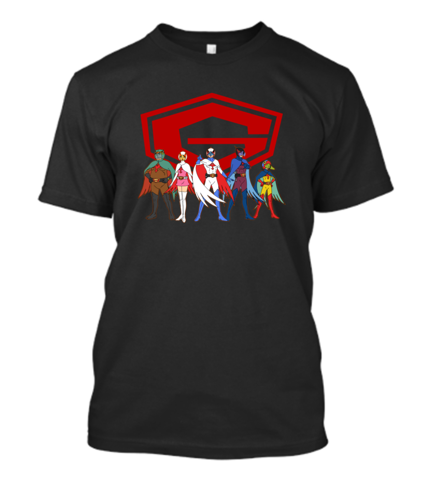 Kagaku Ninjatai Gatchaman Team With Iconic Emblem T-Shirt