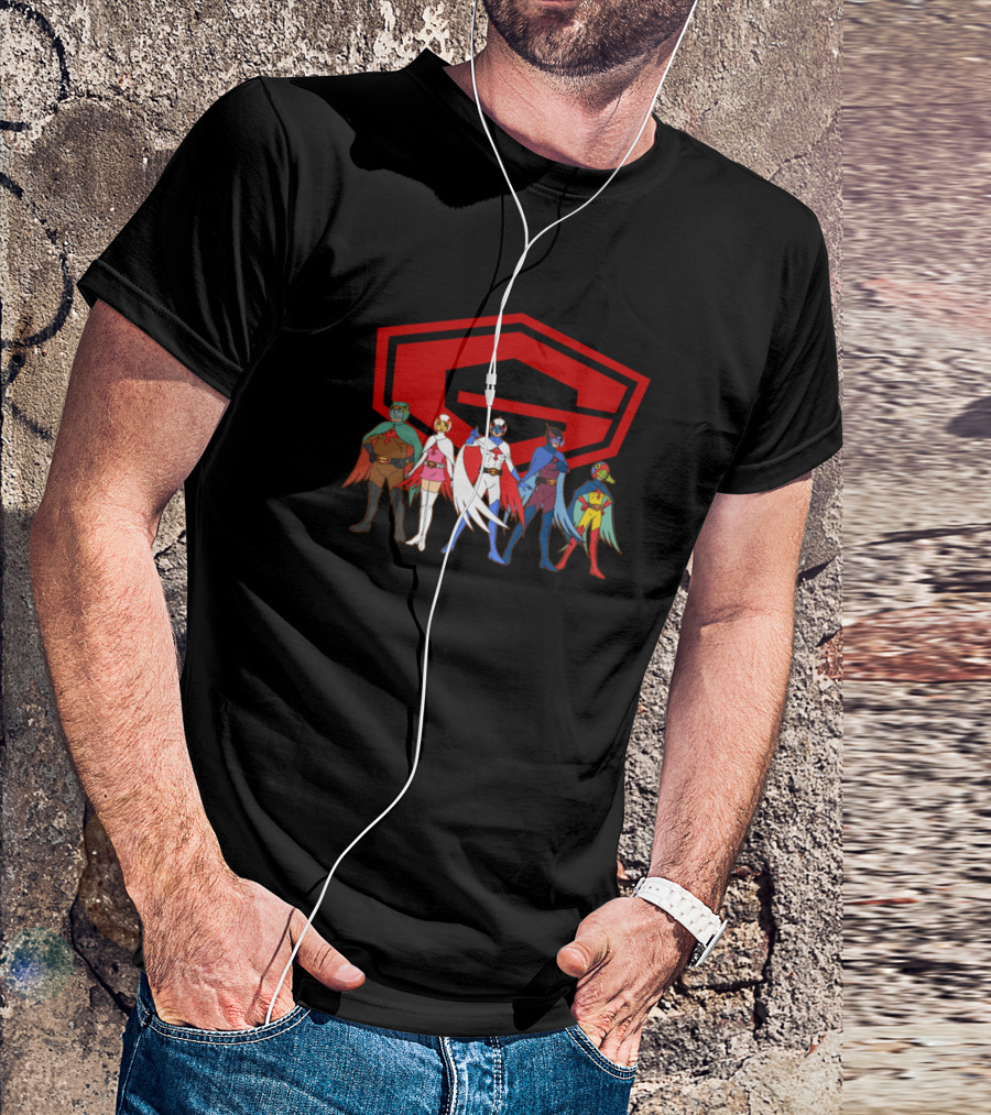 Kagaku Ninjatai Gatchaman Team With Iconic Emblem T-Shirt