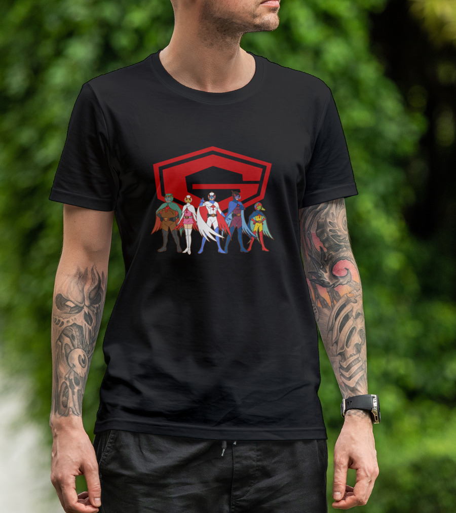 Kagaku Ninjatai Gatchaman Team With Iconic Emblem T-Shirt